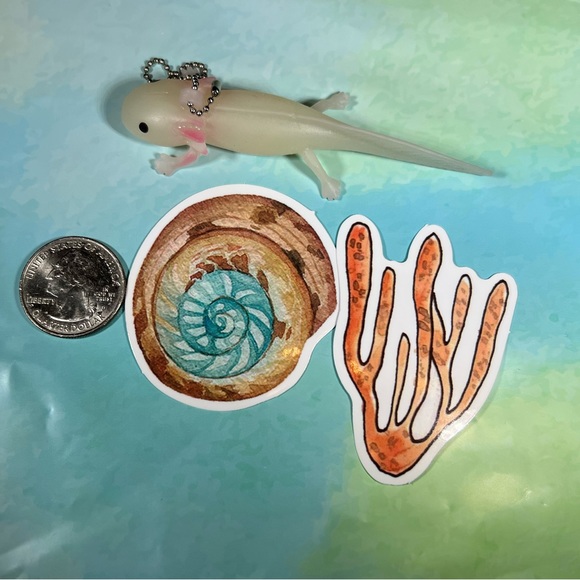 SHELL Axolotl Crazy Trending WaterProof Decor Accent Stickers - Picture 2 of 3